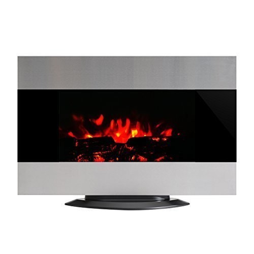 Elektrický krb na zeď LED 1000/2000W | stříbrný