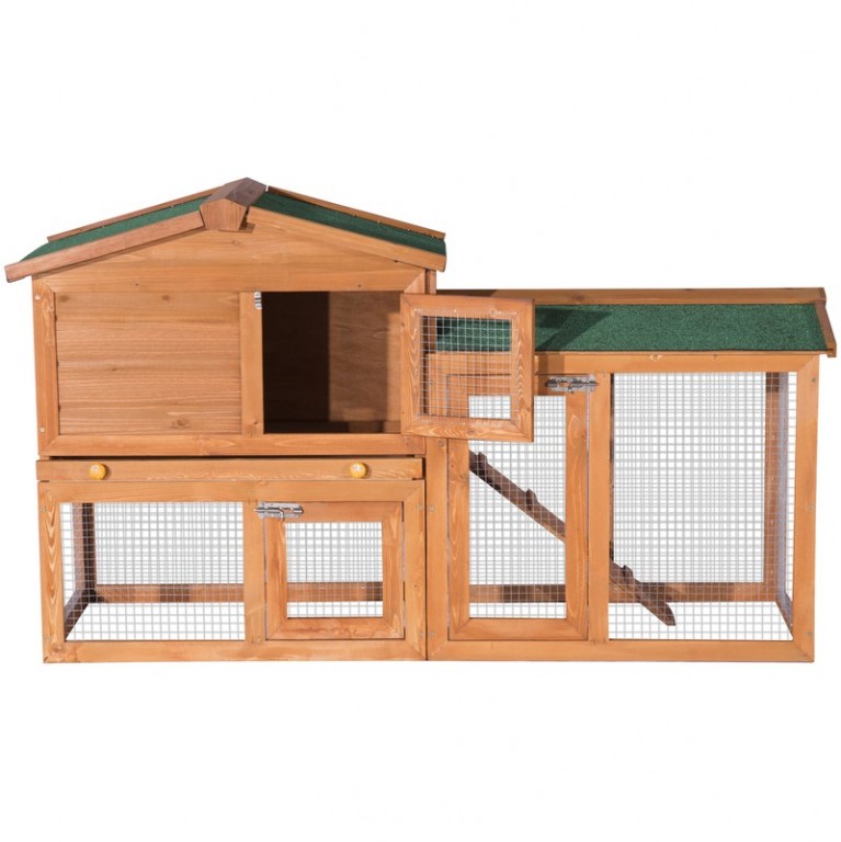 Dřevěná králíkárna s výběhem 145 x 45 x 85 cm