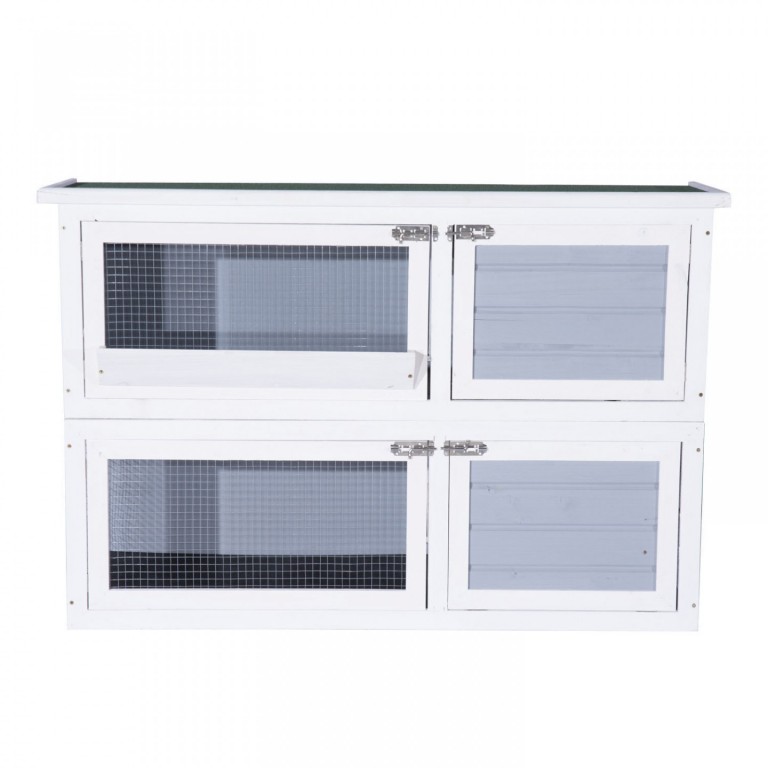 Dřevěná králíkárna 125 x 49 x 83 cm | bílá