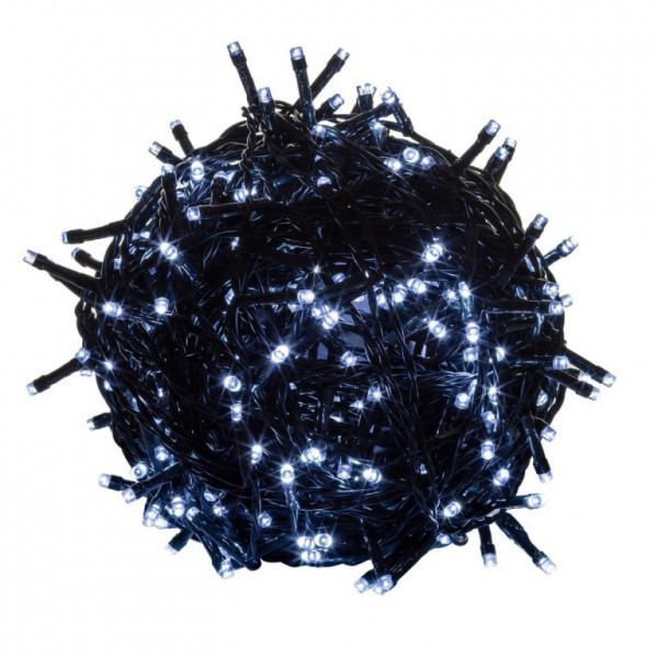 Vánoční LED osvětlení 60 m | studená bílá 600 LED | zelený kabel