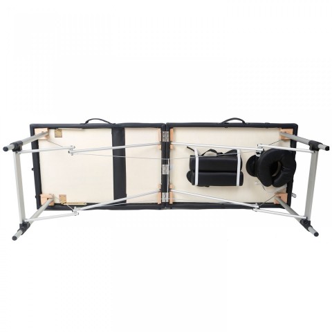 Skládací masážní lehátko hliníkové 180 x 60 cm, černé č.6