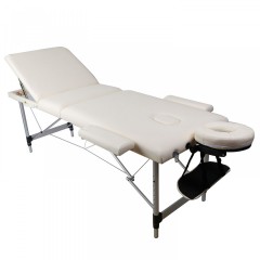 Skládací masážní lehátko hliníkové 180 x 60 cm, krémové č.1