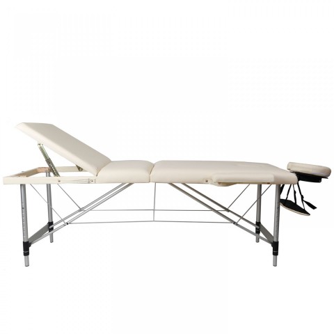Skládací masážní lehátko hliníkové 180 x 60 cm, krémové č.2
