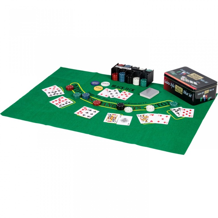 Přenosný pokerový set s 200 žetony v plechové dóze