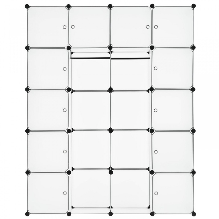 Variabilní regálový systém na boty 140 x 35 x 175 cm | 20 boxů bílý