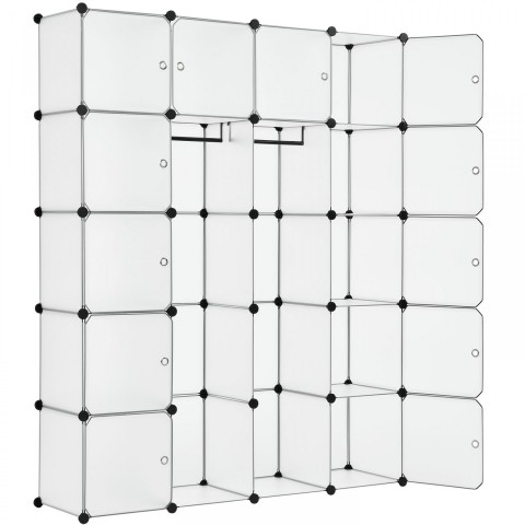 Variabilní regálový systém na boty 140 x 35 x 175 cm | 20 boxů bílý č.2