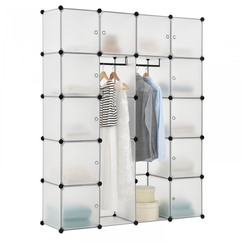 Variabilní regálový systém na boty 140 x 35 x 175 cm | 20 boxů bílý č.3