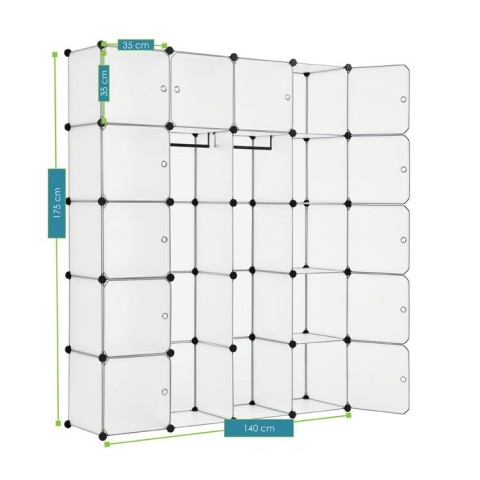 Variabilní regálový systém na boty 140 x 35 x 175 cm | 20 boxů bílý č.4