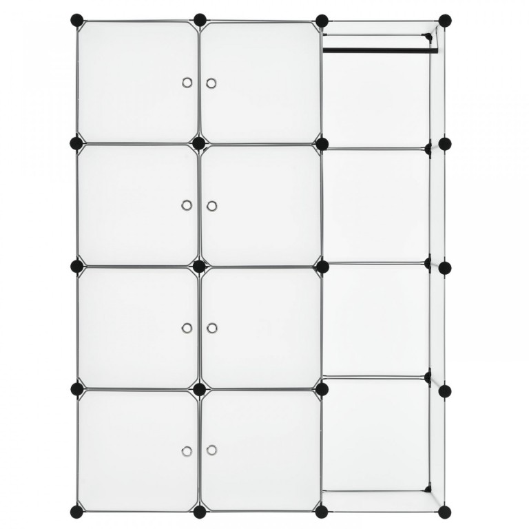 Variabilní regálový systém na boty 105 x 35 x 140 cm | 12 boxů bílý