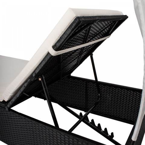 Zahradní polyratanové lehátko Ibiza se stříškou | černé č.6