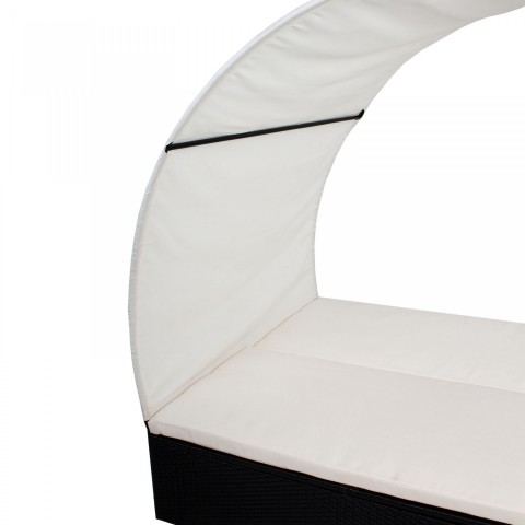 Zahradní polyratanové lehátko Ibiza se stříškou pro 2 osoby | černé č.5