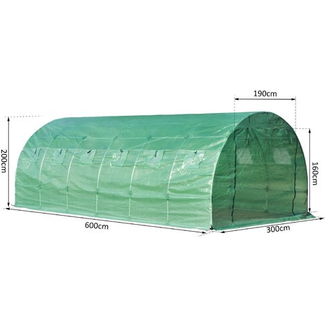 Zahradní foliovník XXL 600 x 300 x 200 cm | 18 m² zelený č.6