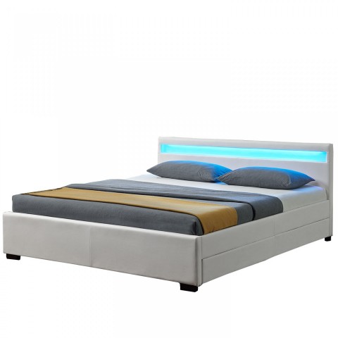 Čalouněná postel Lyon s úložným prostorem a LED osvětlením 180 x 200 cm | bílá č.6