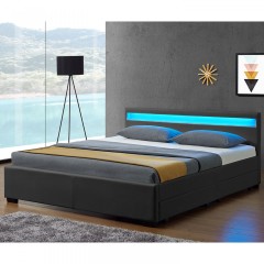 Čalouněná postel Lyon s úložným prostorem a LED osvětlením 180 x 200 cm | šedá č.2