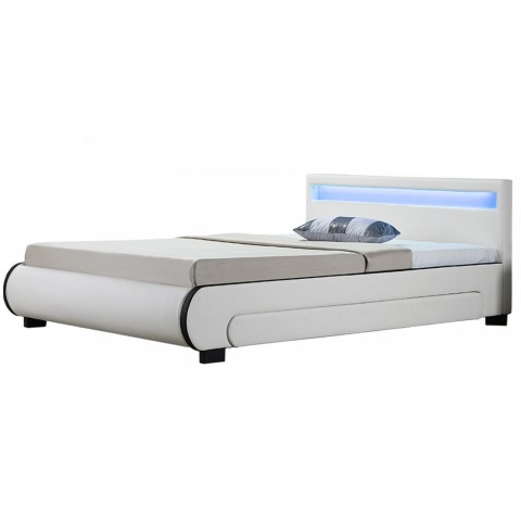 Čalouněná postel Bilbao s úložným prostorem a LED osvětlením 180 x 200 cm | bílá č.6