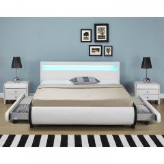 Čalouněná postel Bilbao s úložným prostorem a LED osvětlením 180 x 200 cm | bílá č.2