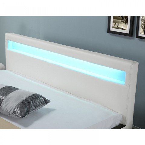 Čalouněná postel Bilbao s úložným prostorem a LED osvětlením 180 x 200 cm | bílá č.5